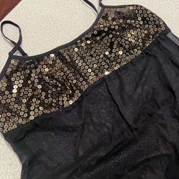 Victoria’s Secret Black Sheer Babydoll Nightgown with Gold Sequin Accent Y2K - Picture 7 of 11